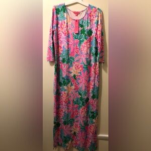 Lilly Pulitzer Morgann 3/4 Sleeve Maxi Dress Multi Tigers Lair XXL